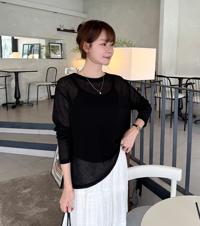 Ray 后开衩亚麻针织T恤