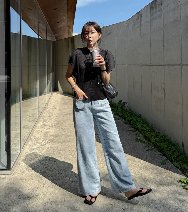 亚麻布粗纺口袋牛仔裤