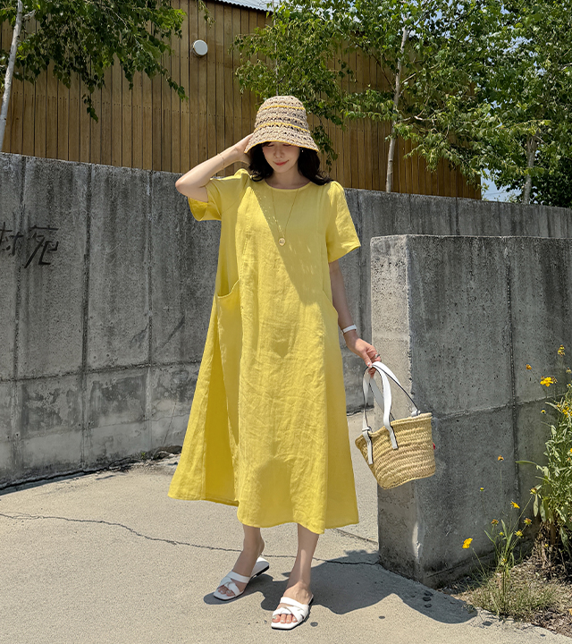 Chouette 法式亚麻连衣裙