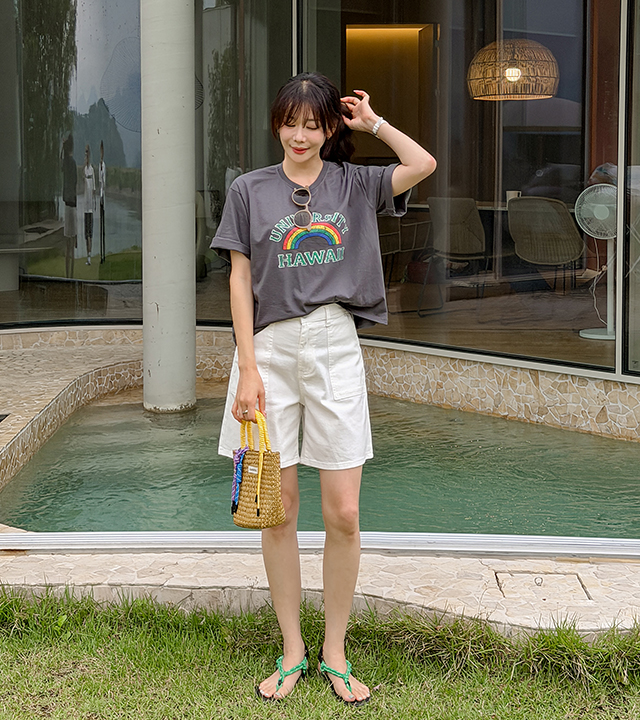 彩虹印花短袖T恤