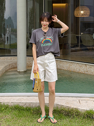彩虹印花短袖T恤