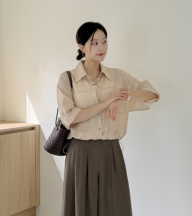 胡桃木口袋亚麻夹克