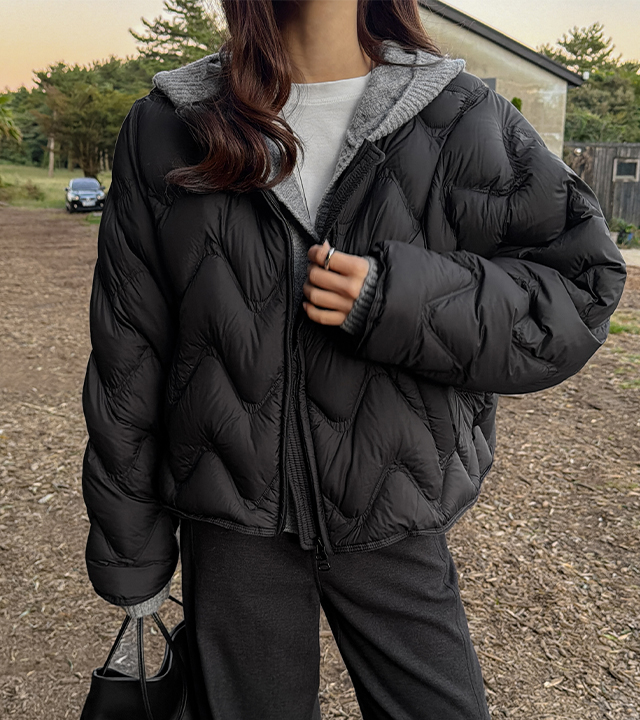 圆波鸭绒短款羽绒服